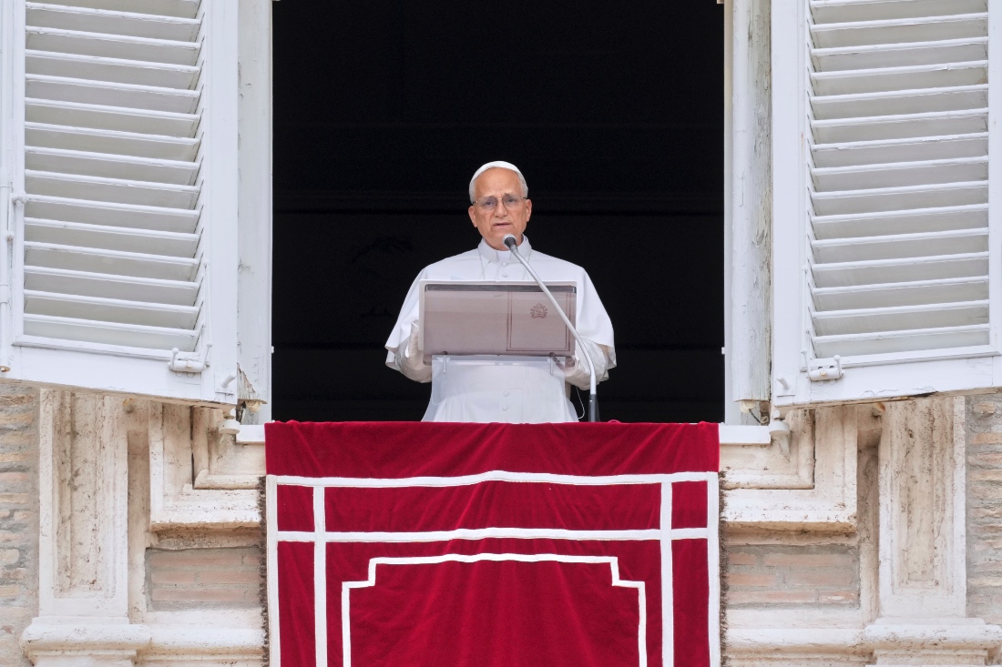 Pope Leo XIV delivering his message from the window of his studio overlooking St. Peter's Square at the Vatican. (AP)