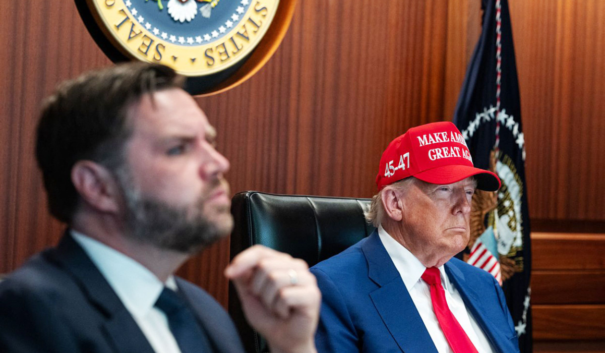 In a photo released by the White House via X, US President Donald Trump (R) and Vice President JD Vance (L) are seen in the Situation Room of the White House on June 21, 2025 in Washington, DC. (AFP)