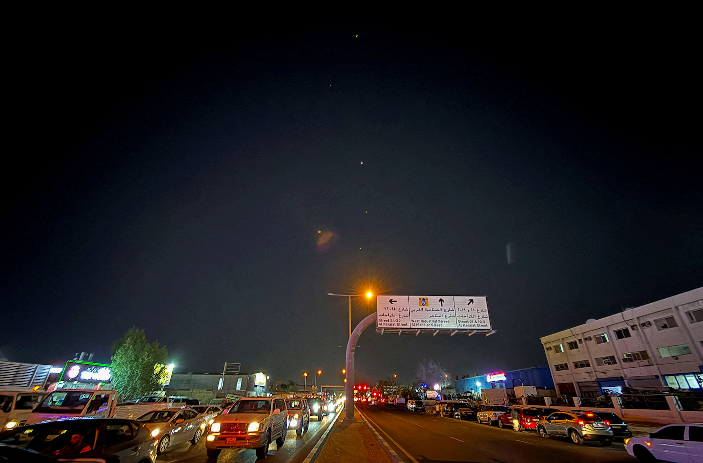 Interceptor missiles are fired, after Iran’s armed forces say they targeted the Al-Udeid base in a missile attack, as seen from Doha, Qatar, June 23, 2025. (Reuters)