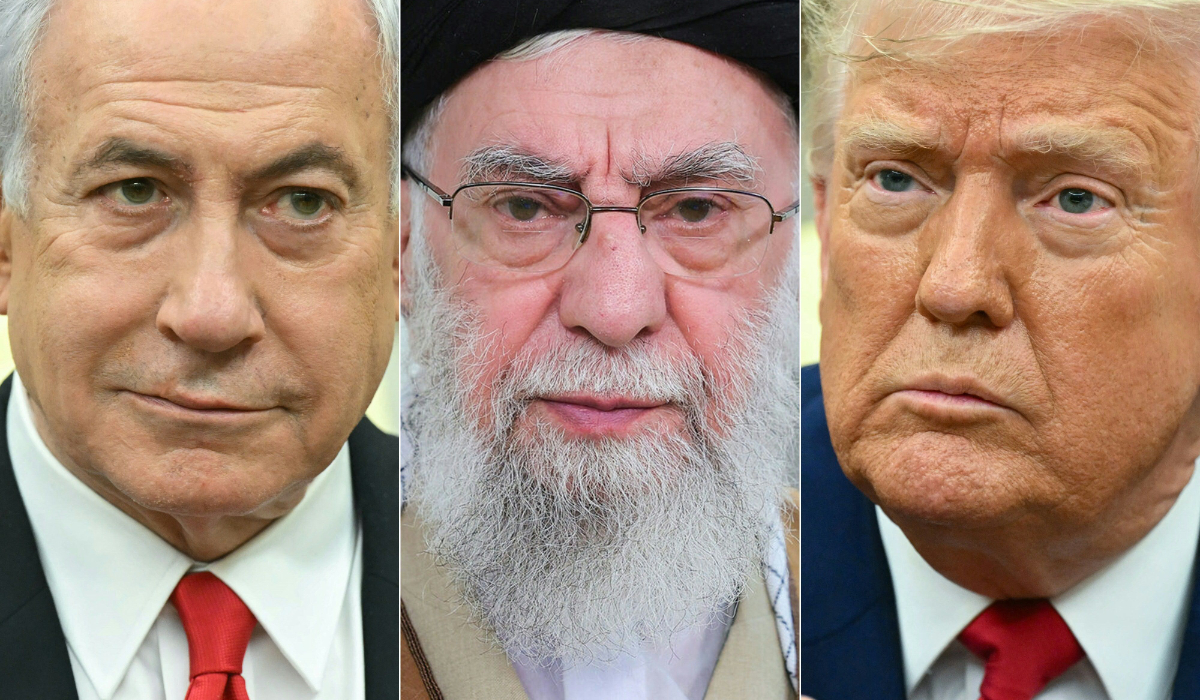 Israeli Prime Minister Benjamin Netanyahu (L), Iran's Supreme leader Ayatollah Ali Khamenei (C) and US President Donald Trump (R). (AFP file photo)