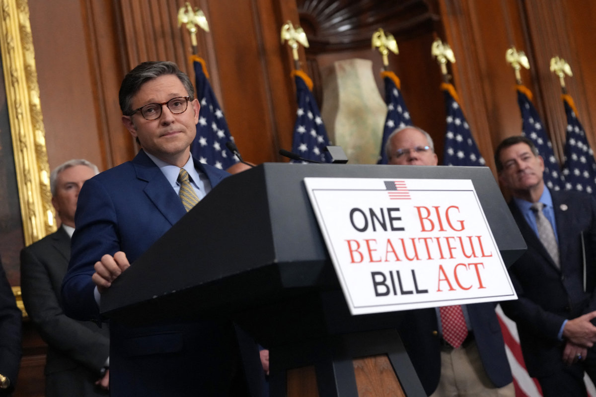 US Speaker of the House Mike Johnson speaks to the media after the House narrowly passed a bill forwarding President Donald Trump's agenda at the US Capitol on May 22, 2025 in Washington, DC. (AFP)