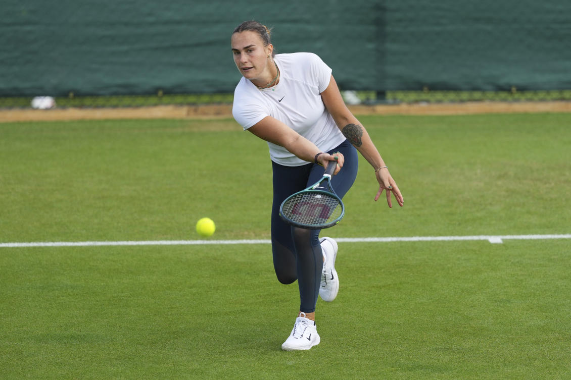 World number one Aryna Sabalenka’s quest for her first Wimbledon title will begin against Canadian qualifier Carson Branstine. (AP)