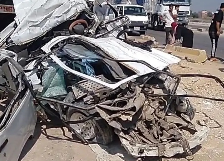 The accident happened when a truck collided with the minibus carrying the laborers in the Nile Delta. (Screenshot/Social Media)