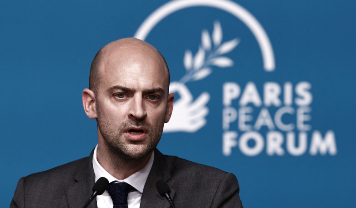 France's Minister for Europe and Foreign Affairs Jean-Noel Barrot delivers a speech during a conference dubbed "Paris Call for the Two-State Solution, Peace and Regional Security" in Paris on June 13, 2025. (AFP)