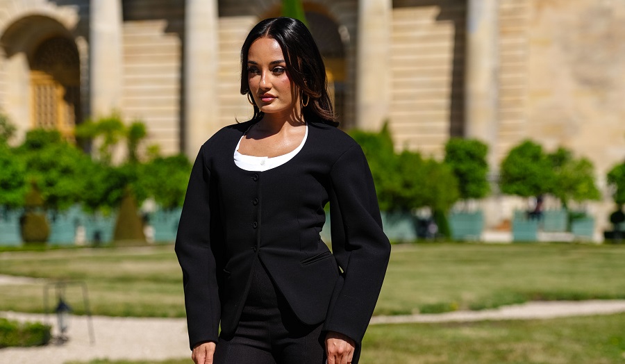 Amina Muaddi attended the Jacquemus show in Versailles. (Getty Images)