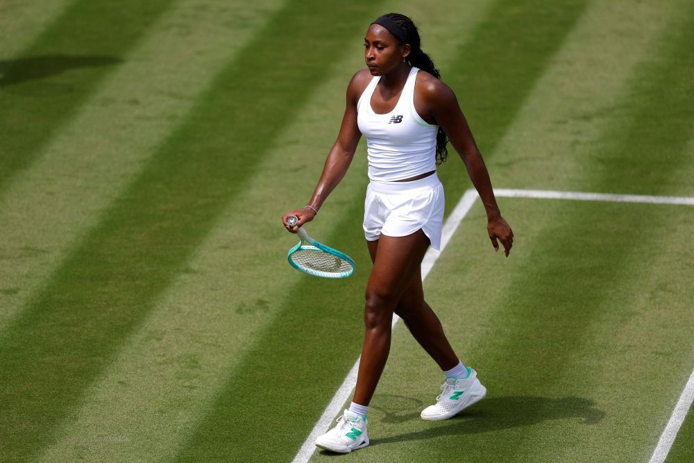 Coco Gauff of the US during a practice session at the All England Lawn Tennis and Croquet Club, London, Britain, June 28, 2025. (Reuters)