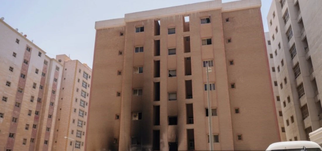 Aftermath of a building that caught fire in 2024 in Kuwait. (AFP)