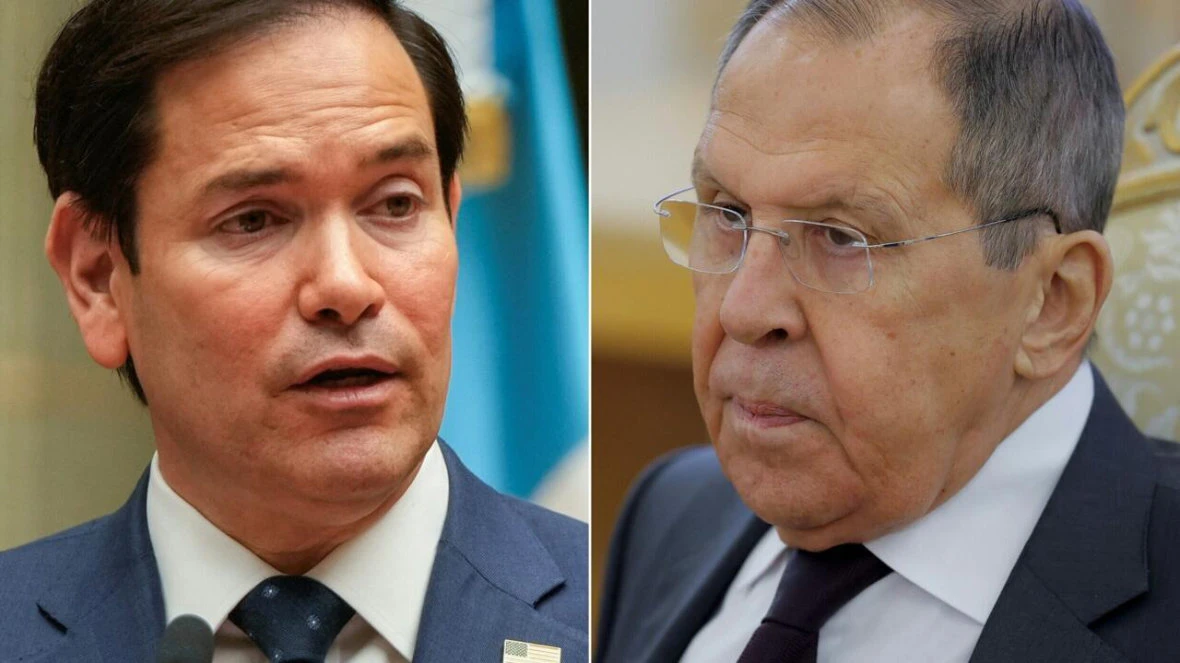 A split screen showing top US diplomat Marco Rubio (left) and his Russian counterpart Sergei Lavrov. (AFP)
