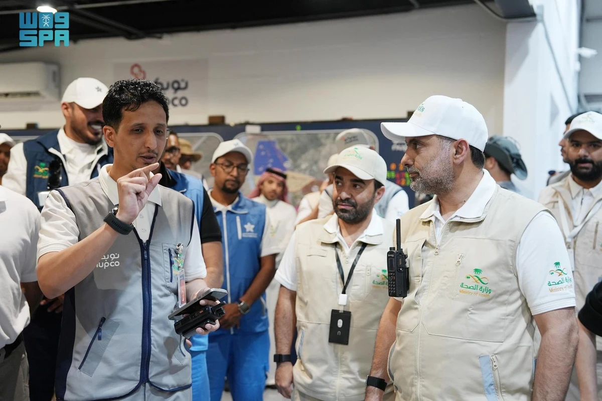 Minister of Health Fahad AlJalajel inspected NUPCO's fleet of drones and helicopters on Monday. (SPA)