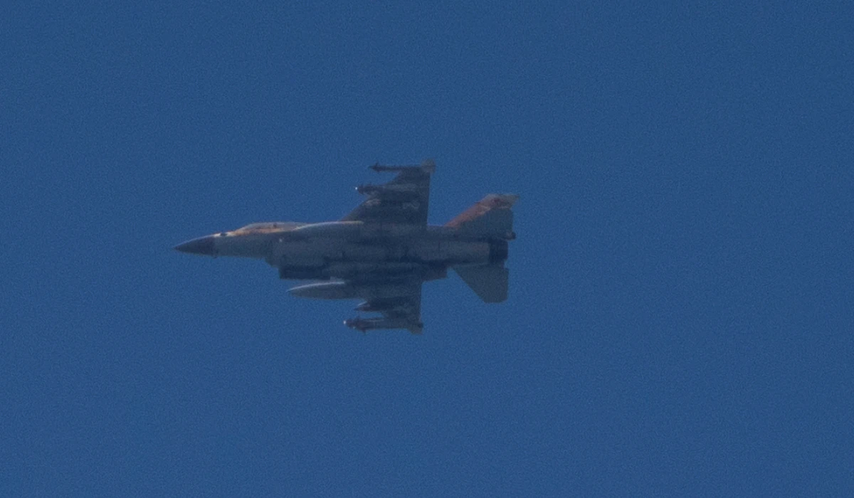 An Israeli fighter jet is seen from Hadera over the Mediterranean sea as it flies towards northern Israel, on Monday, Sept. 23, 2024. (AP file photo)