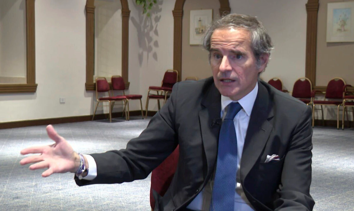 This screen grab from video shows International Atomic Energy Agency Director General Rafael Mariano Grossi giving an interview in Damascus, Syria, Wednesday, June 4, 2025. (AP)