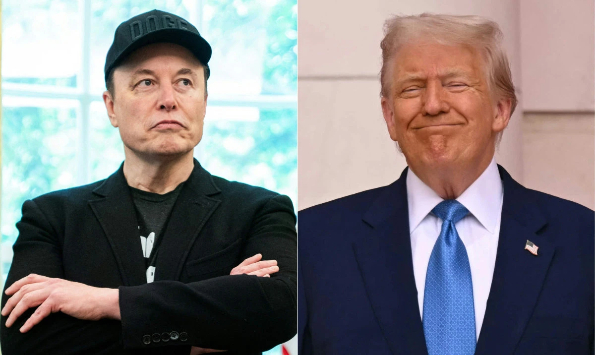 This combination of pictures created on June 05, 2025 shows, L/R, Elon Musk looks in the Oval Office of the White House in Washington, DC, on May 30, 2025 and US President Donald Trump in Arlington, Virginia, on Memorial Day, May 26, 2025. (AFP)