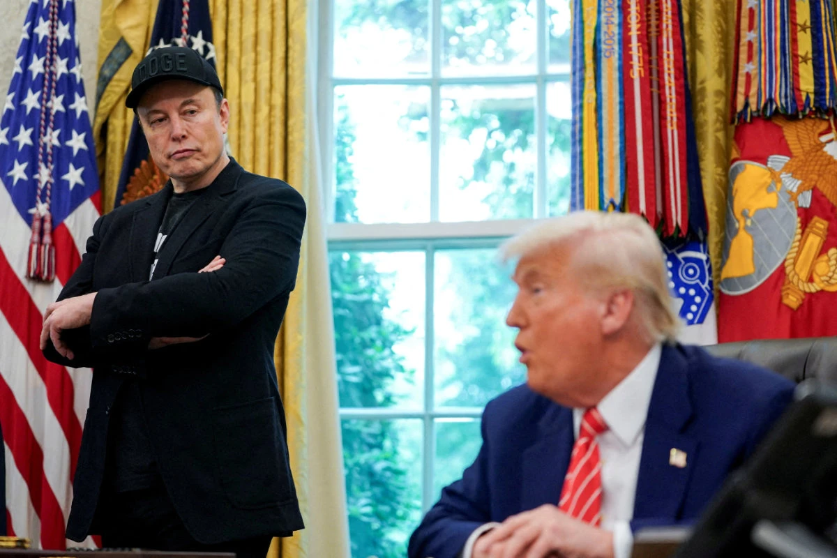 US President Donald Trump and Elon Musk attend a press conference in the Oval Office of the White House in Washington on May 30, 2025. (REUTERS/File Photo)