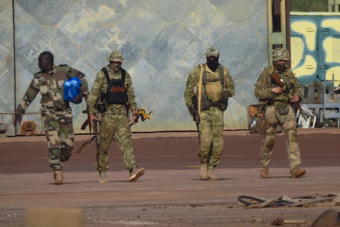 This undated photograph provided by the French Army shows three Russian mercenaries in northern Mali. (AP/File)