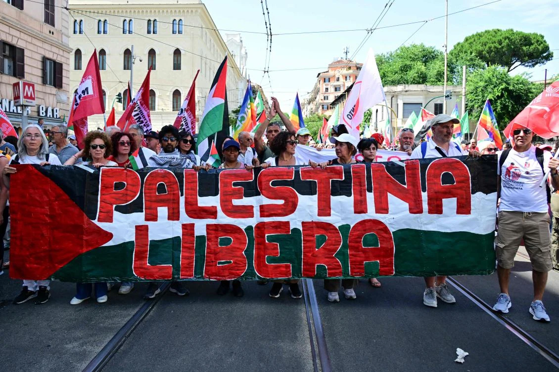 Thousands of demonstrators march through Rome to call for an immediate end to the war in Gaza