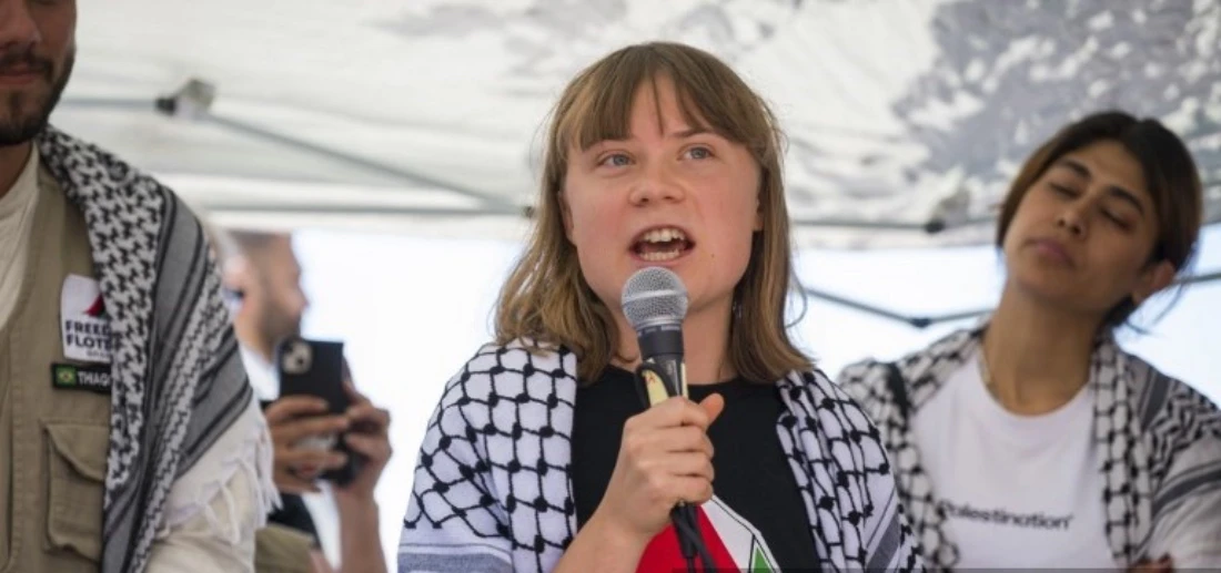 Greta Thunberg speaks at a conference in Catania, Italy.