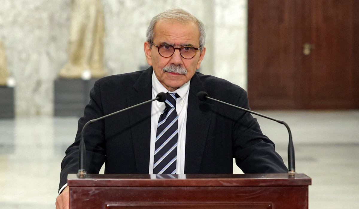 Lebanon's prime minister-designate Nawaf Salam speaking to the media at the presidential palace in Baabda, east of Beirut on January 17, 2025. (AFP file photo)