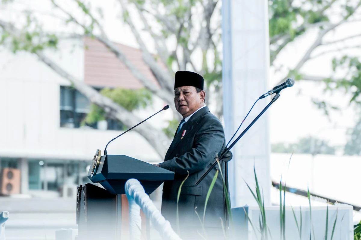Indonesian President Prabowo Subianto speaks at the opening ceremony of a defense forum in Jakarta on June 11, 2025. (Cabinet Secretariat)