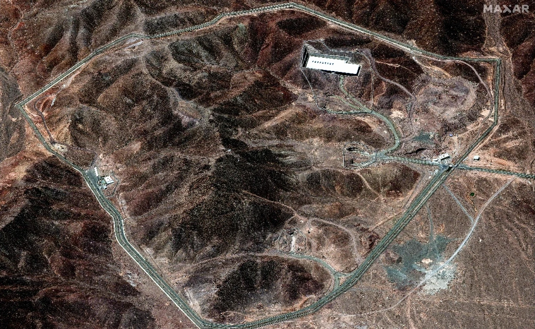 Handout satellite image provided by Maxar Technologies shows the Fordow Fuel Enrichment Plant in central Iran. (AFP)