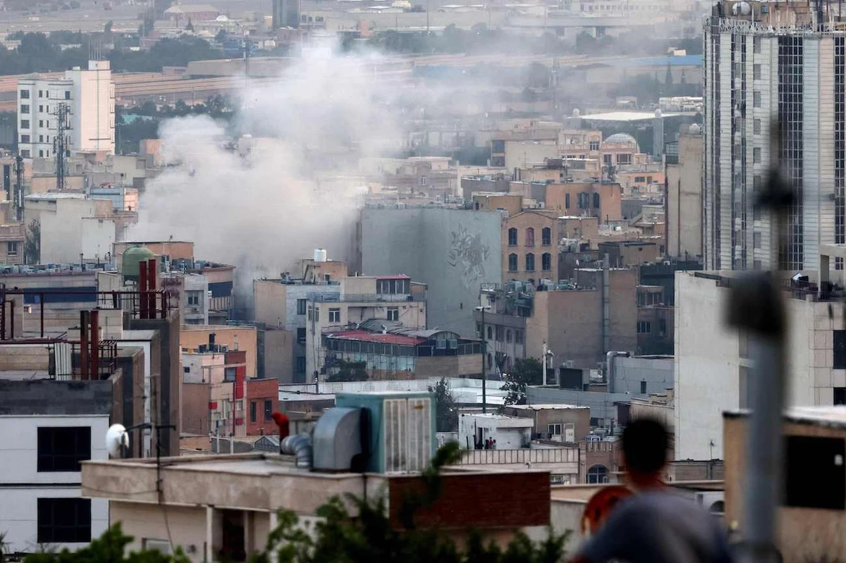 Smoke billows from an explosion in southwest Tehran on June 16, 2025. (AFP)