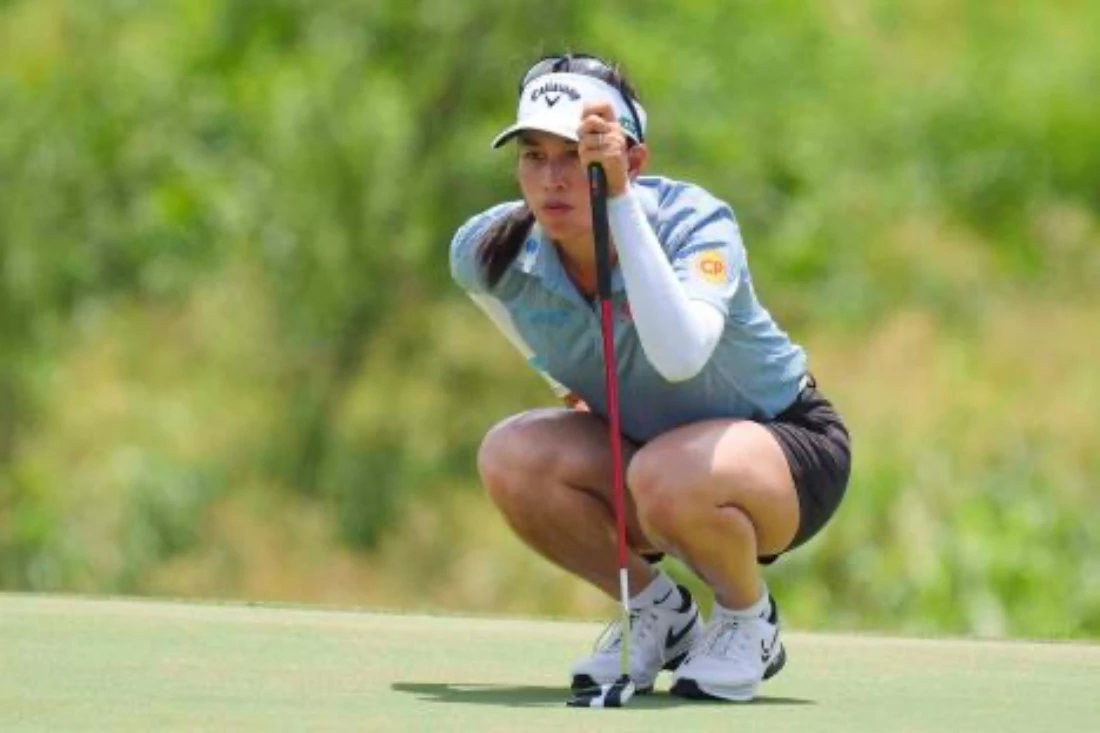 Jeeno Thitikul prepares to putt on the 10th hole during the second round of the Women’s PGA Championship golf tournament Friday in Frisco, Texas. (AP)