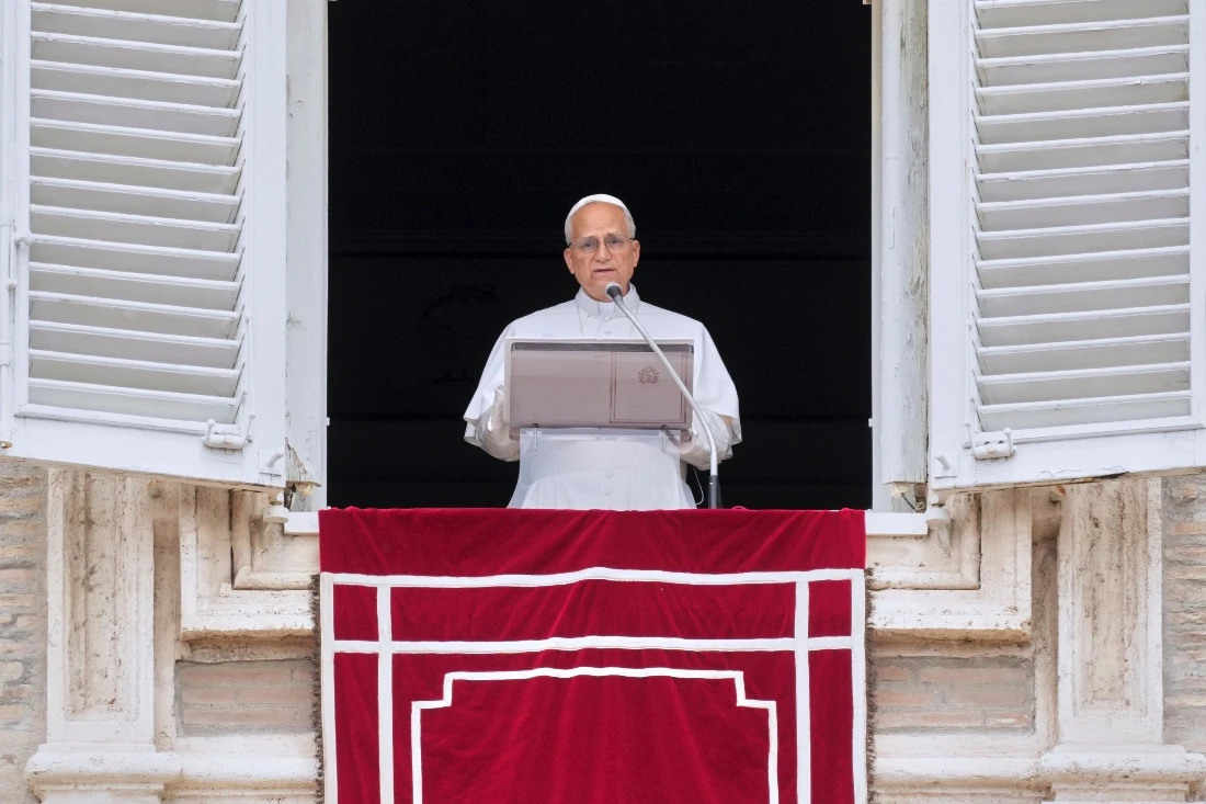 Pope Leo XIV delivering his message from the window of his studio overlooking St. Peter's Square at the Vatican. (AP)