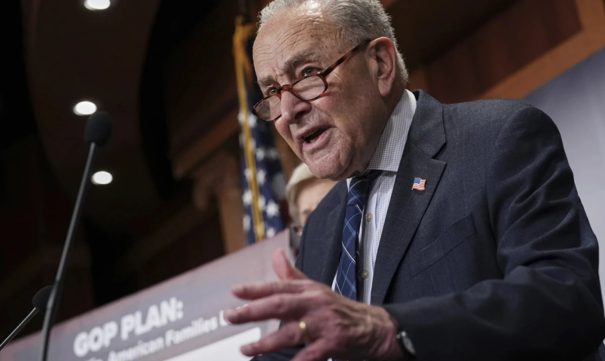 Senate Minority Leader Chuck Schumer, D-N.Y., talks to reporters about Senate Republicans‘ efforts to pass President Donald Trump‘s tax cut and spending agenda with deeper Medicaid cuts, at the Capitol in Washington, June 18, 2025. (AP)
