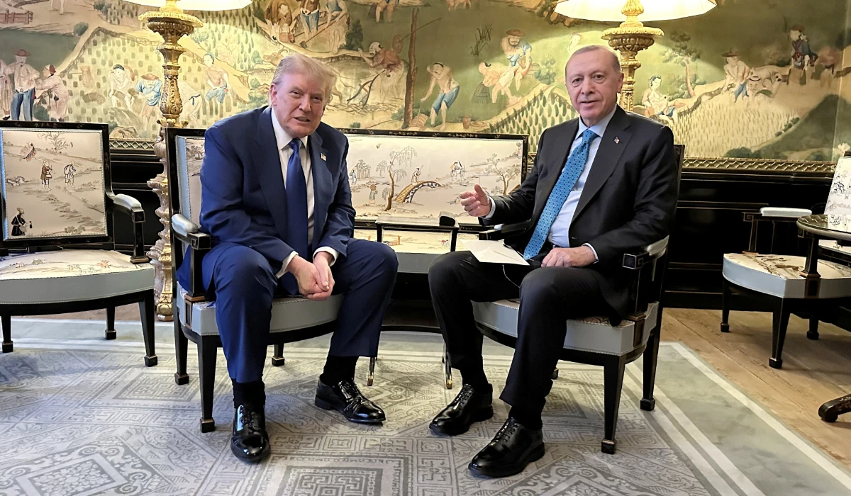 Turkey's President Tayyip Erdogan meets with U.S. President Donald Trump on the sidelines of a NATO Summit, in The Hague, Netherlands June 24, 2025. (REUTERS)