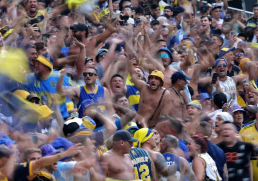 Boca Juniors fans react as their FIFA Club World Cup — Group C — match against Auckland City at Geodis Park, Nashville, Tennessee, was delayed, on Jun. 24, 2025. (Reuters)