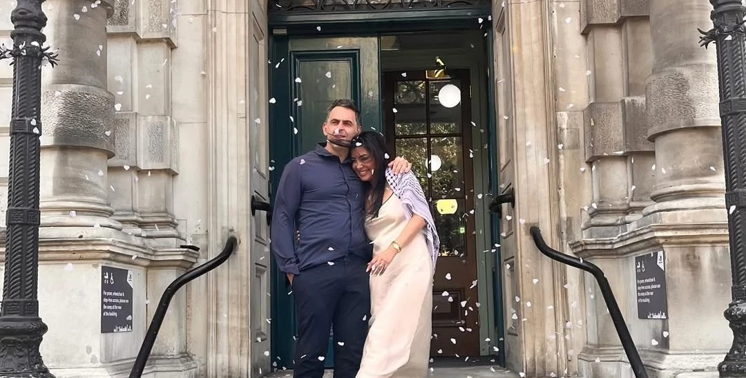 The couple were married in an intimate ceremony in London. (Instagram)