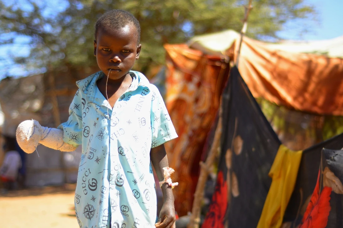 A displaced Sudanese child at the ZamZam camp in El Fasher, North Darfur state, Sudan. (WFP)