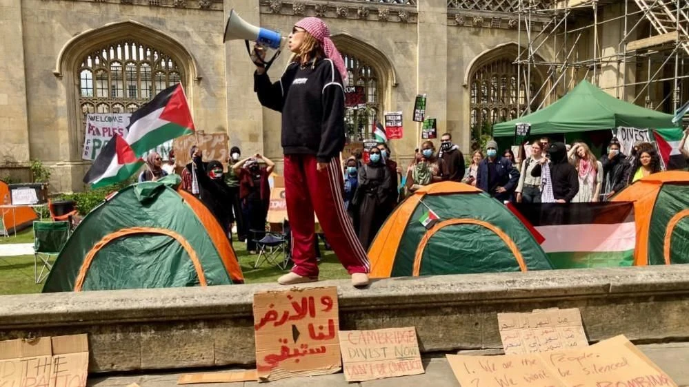 Demonstrations against the Gaza war also took place in Cambridge in May 2024. (BBC)