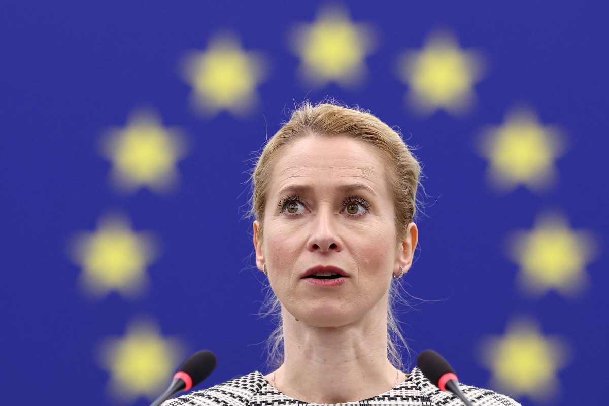 European Union High Representative for Foreign Affairs and Security Policy, Kaja Kallas, speaks at the European Parliament in Strasbourg, eastern France, June 18, 2025. (AFP)