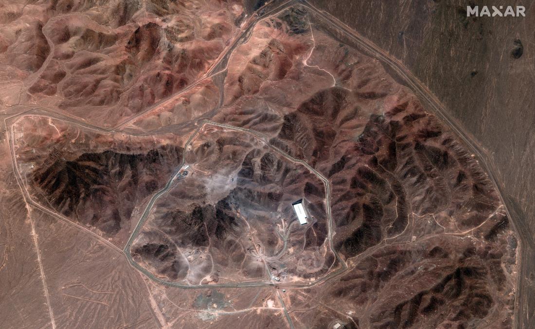 This handout satellite image provided by Maxar Technologies shows an overview of the Fordow Fuel Enrichment Plant complex, about 30 km north of Qom in central Iran. (Photo by Satellite image ©2025 Maxar Technologies / AFP)