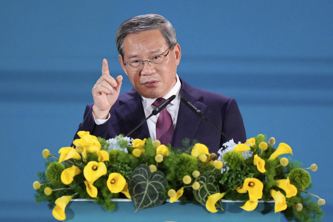 China's Premier Li Qiang delivers his speech during the ASEAN - Gulf Cooperation Council. (File/AFP)