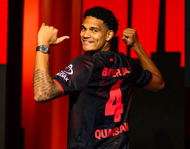 Centre-half Jarell Quansah has joined Bayer Leverkusen from Premier League champions Liverpool for a reported club record fee, the Bundesliga side announced on Wednesday. (X/@DeadlineDayLive)