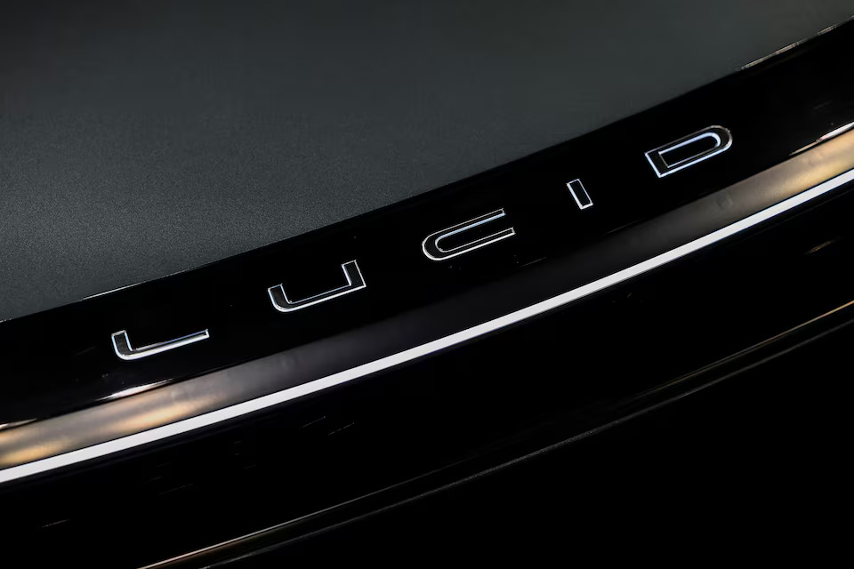 Lucid signage is displayed on a vehicle during the New York International Auto Show Press Preview in New York City, US. File/Reuters