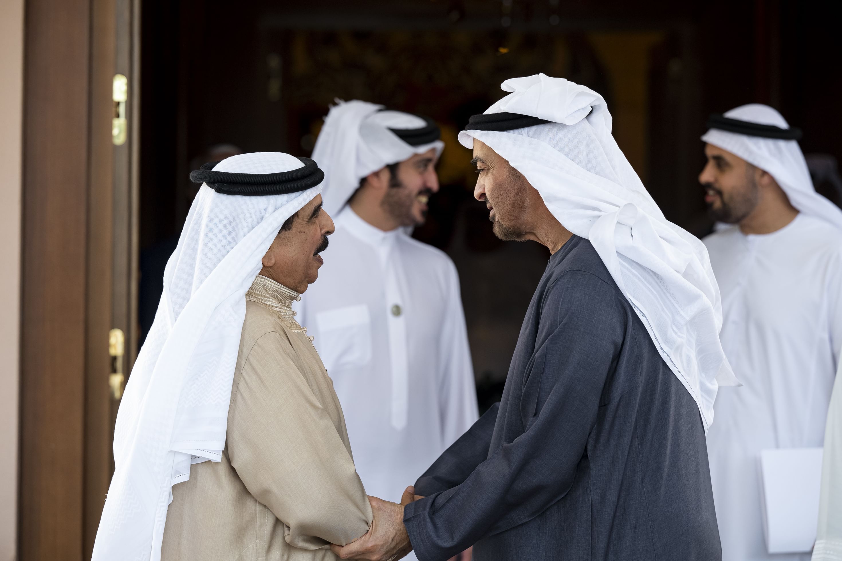 UAE President Sheikh Mohamed bin Zayed Al-Nahyan and King Hamad bin Isa Al-Khalifa of Bahrain. (WAM)