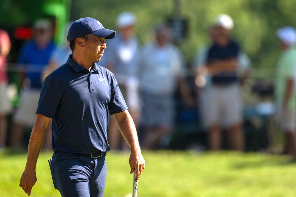 Doug Ghim on the 9th green during the first round of the John Deere Classic golf tournament on Thursday. (Imagn Images)