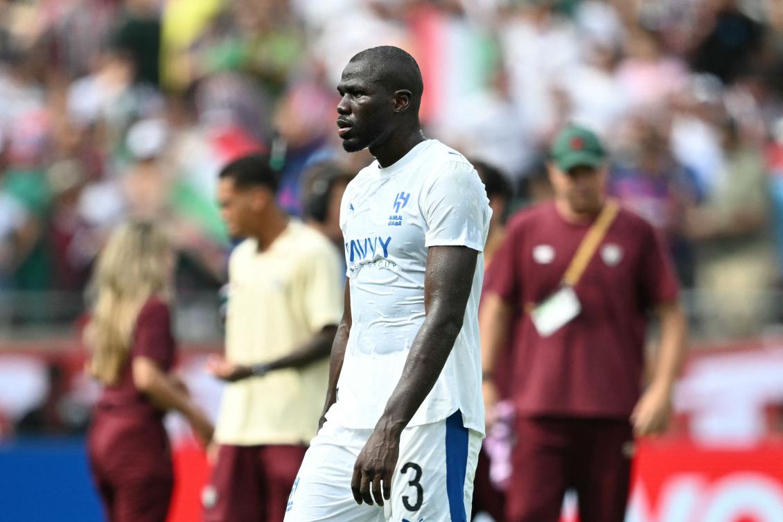 Al Hilal’s Senegalese defender Kalidou Koulibaly reacts after losing their FIFA Club World Cup 2025 quarterfinal match against Brazil’s Fluminense at the Camping World Stadium in Orlando on July 4, 2025. (AFP)