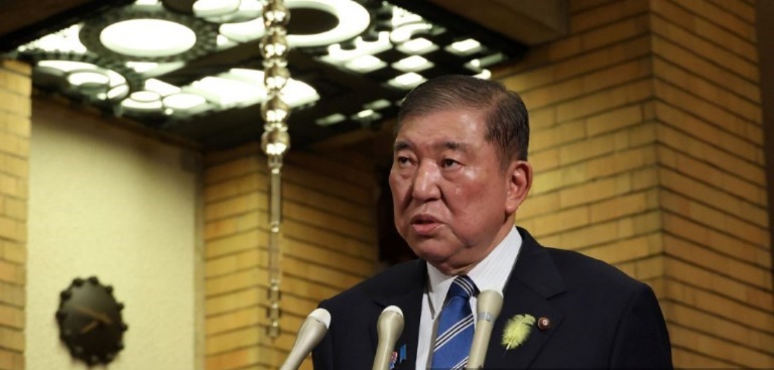 Japanese Prime Minister Shigeru Ishiba speaking with reporters after the National Security Council meeting at the PM’s Office in Tokyo, Japan. (AFP)