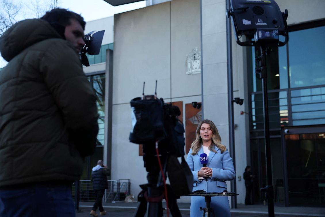 Members of the media outside Latrobe Valley Magistrates’ Court where Australian woman Erin Patterson was on trial after being accused of murdering three members of her husband’s family, in Morwell on July 4, 2025. (AFP)