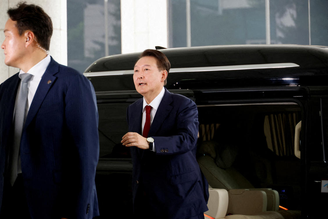 South Korea’s former President Yoon Suk Yeol arrives at Seoul High Prosecutor’s Office to attend questioning after being summoned on June 28, 2025. (Reuters)