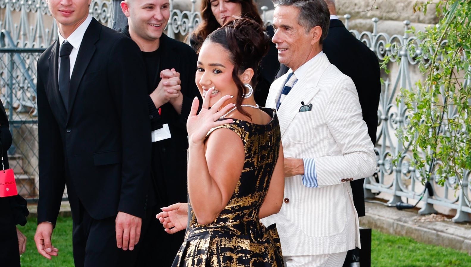 French Algerian author and YouTube star Lena Mahfouf attended Le Bal d’Été at the Musée des Arts Décoratifs in Paris on Sunday in a vintage gown by Vivienne Westwood. (Getty Images)