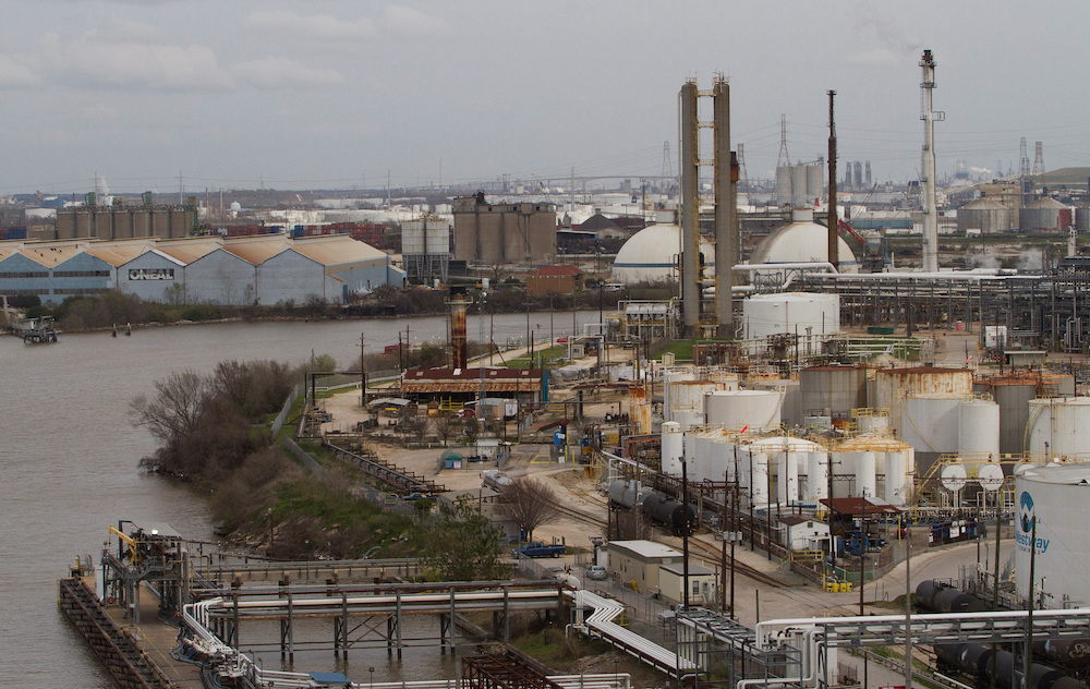An oil refinery and storage facility is pictured along Buffalo Bayou, also known as the Houston ship channel, south of downtown Houston, US. File/Reuters