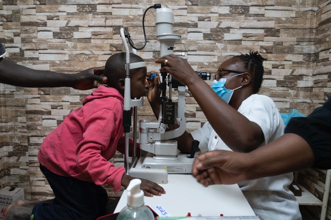Dr. Claudette Yaméogo, Burkina Faso’s only pediatric ophthalmologist checks on a patient at the Sanou Sourou University Hospital in the city of Bobo-Dioulasso, Burkina Faso. (AP)