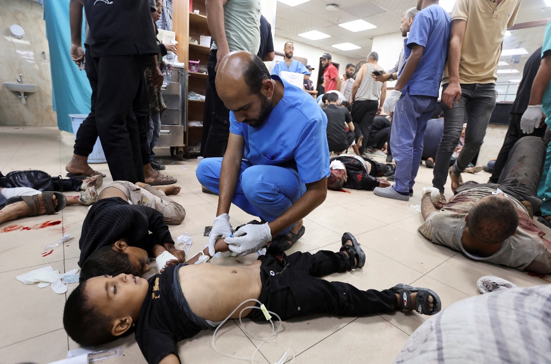 Injured Palestinians inside Al Aqsa Martyrs Hospital in Deir al Balah, Gaza. (Reuters)