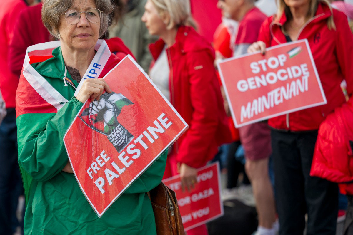 Demonstrators in Strasbourg, eastern France, on July 8, 2025, protest in support of Palestinians in Gaza. (AFP)