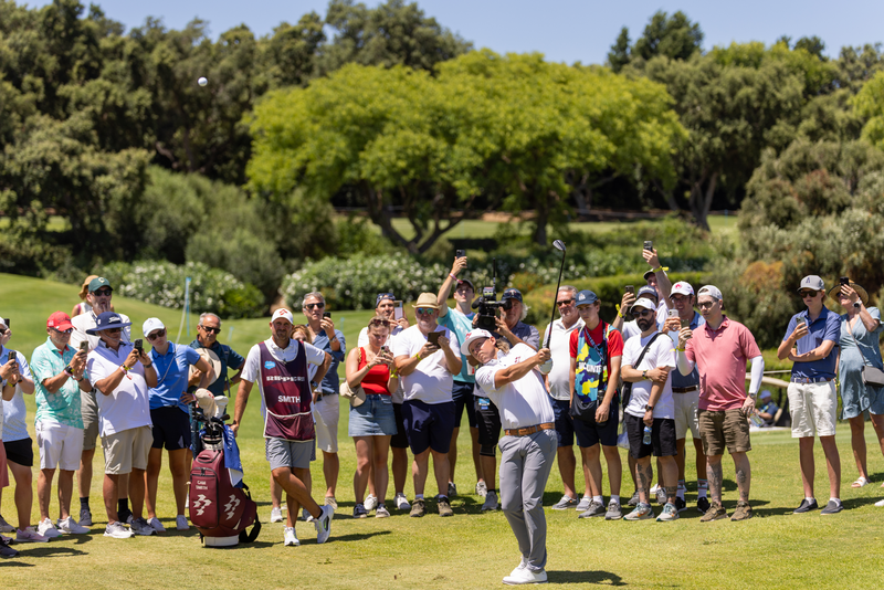 Captain Cameron Smith of Ripper GC hits his shot on the 11th hole during the first round of LIV Golf Andalucía at Real Club Valderrama. (LIV Golf)