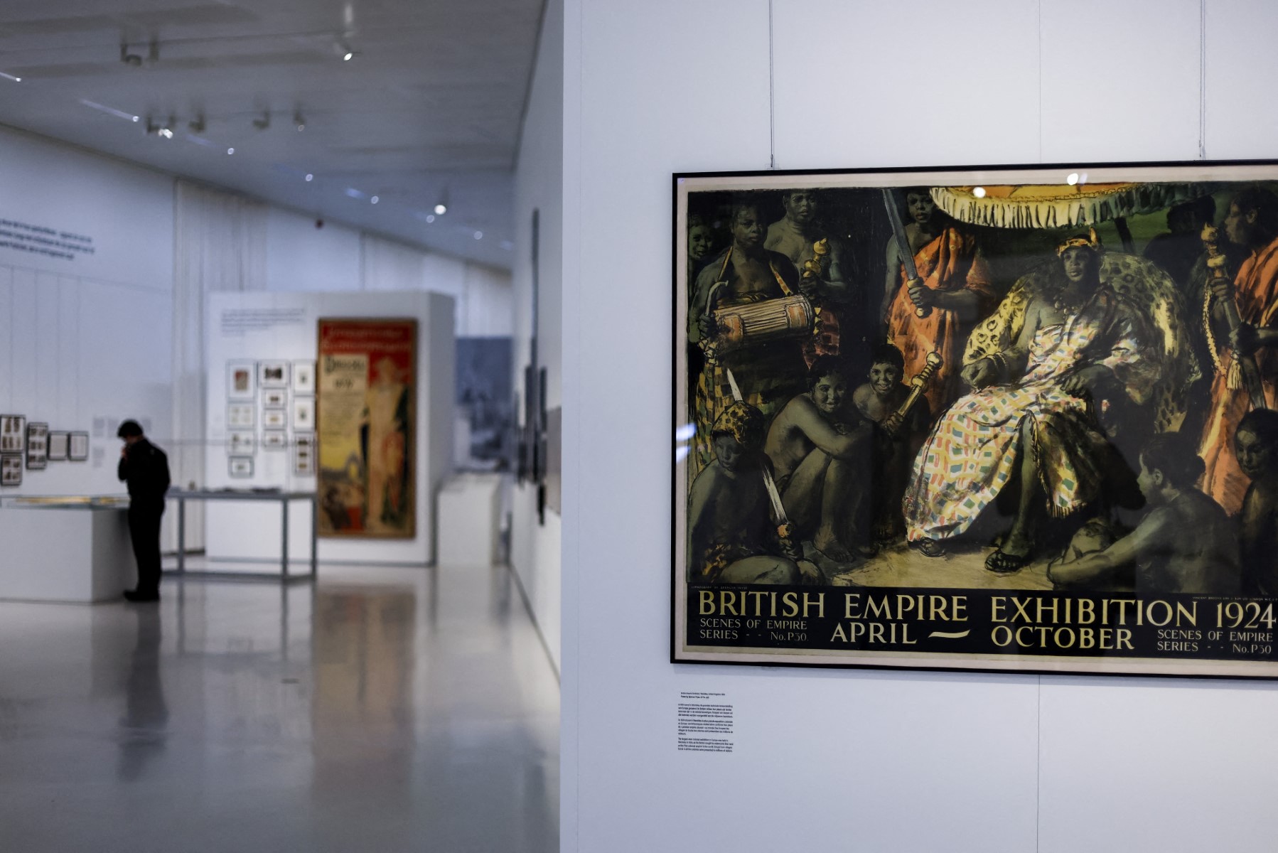 This photograph taken on November 25, 2021 shows a poster at the Royal Museum for Central Africa (RMCA) near Brussels. (AFP)